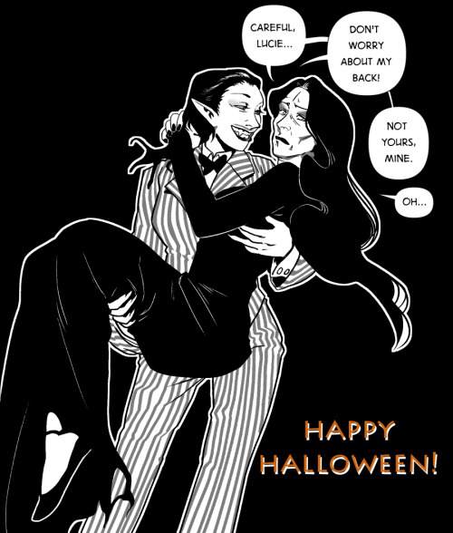 Happy Halloween from Lucie and Helen!Helen probably never dressed up in her life. Lucie thinks the A