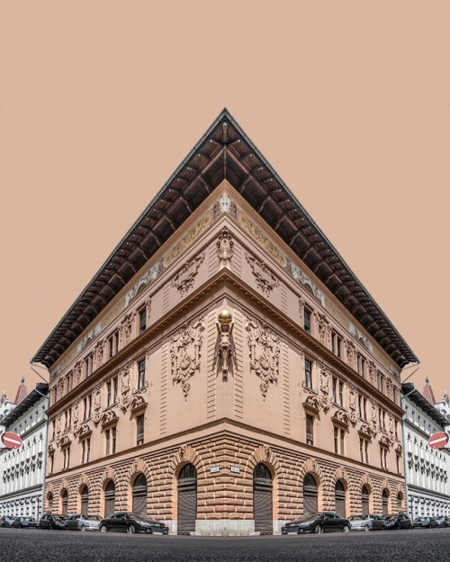 archatlas:    Corner Symmetry  In the words of the artist Zsolt Hlinka:My Corner Symmetry series takes the ideas from Urban Symmetry, and brings them one step forward. The buildings taken out of their usual environments return, but this time in a much