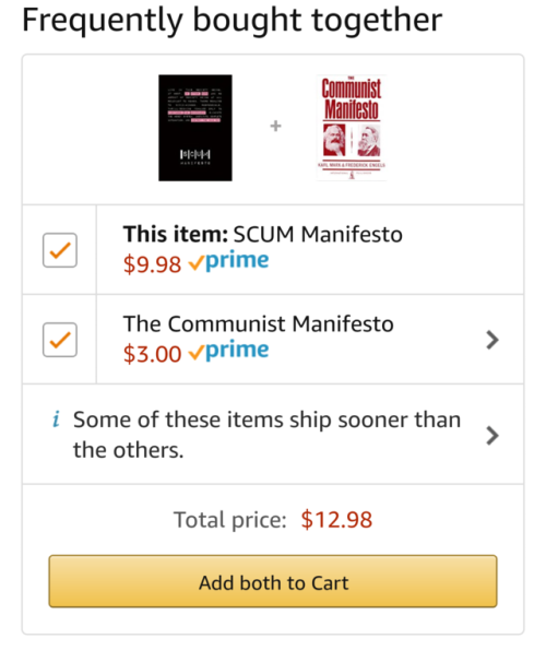 I went to buy a copy of the SCUM Manifesto for some play with The Anarchist Economist where I’d read