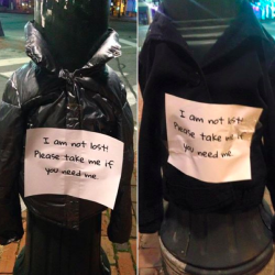 stylemic:  People around the world are tying coats to lampposts to help the homeless This is such a good idea — and you don’t even need an old coat lying around to do it. 20-year-old Gabriella Kaper was able to put up 5 coats for just ŭ. Follow @stylemic