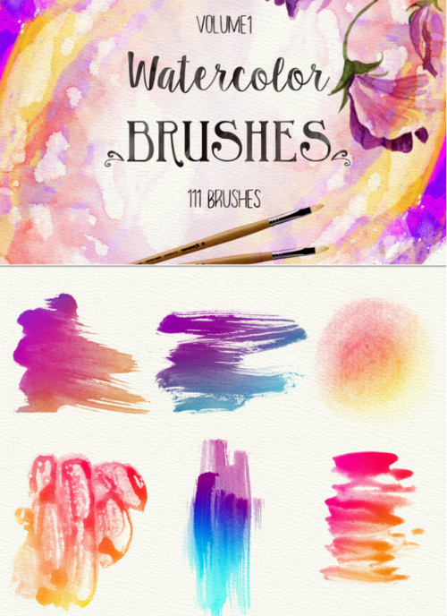 goodtypography:  350+ Watercolor Design Elements & 100+ Stamp Brushes - 51% Off Watercolors add such a breath of fresh air to any project. Not just by their vibrant colors, but natural and airy feel. With this fabulous bundle you’ll get yourself