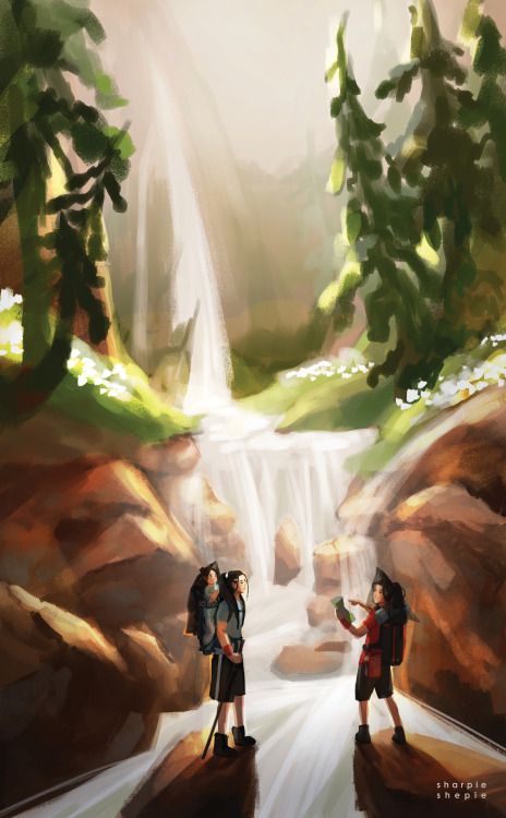 Waterfall_____________Modern!AU Wangxian family goes hiking