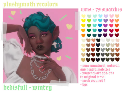 ♡  bedisfull’s wintry hair (wms) ♡base game compatiblecomes in the wms unnatural, natural, and neutr