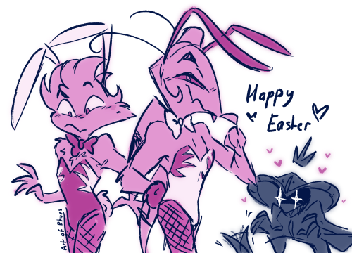 Just a late silly little Easter doodle of mine and my friends bois, Vinny, Jasper and KingVinny Belo