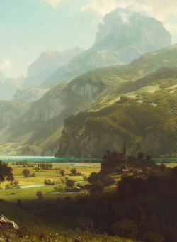  Albert Bierstadt. Lake Lucerne, 1858. Detail.