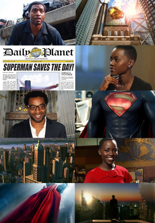 wandering-jane:Chiwetel Ejiofor as Clark Kent/Superman and Lupita Nyong’o as Lois Lane; based on thi