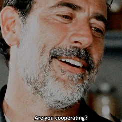 brattynympho:  eroticallyyou:  brattynympho:  rickgrimesnetwork:  I’m a very reasonable man as long as you cooperate. So let me ask you a question, Rick.  Honestly I kinda ship them two together. Negan always looking at Rick like he last sip of sweet