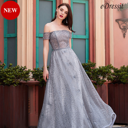  eDressit New Grey Off Shoulder Sequins Long Party Ball Dress 