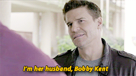 boothseeleybooth:Brennan and Angela telling people they sleep with Booth while undercover