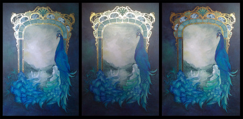 karnalapple: miyou-inspiration: The Gate - Tribute to Alcest - 2014 Mixed media + gold leaf m