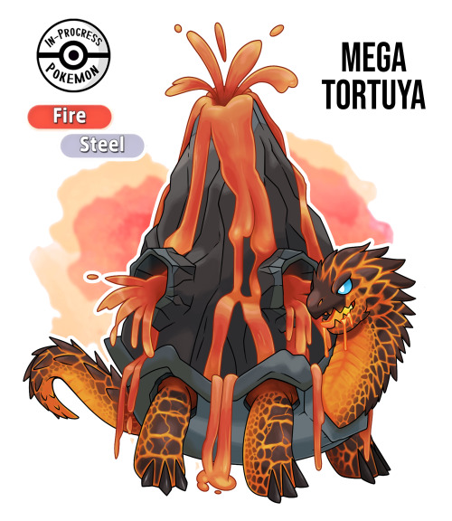 inprogresspokemon:Tortuya (Torkoal evolution)Furnace PokémonType: Fire, SteelSize: 4'9&quot; | 750 l