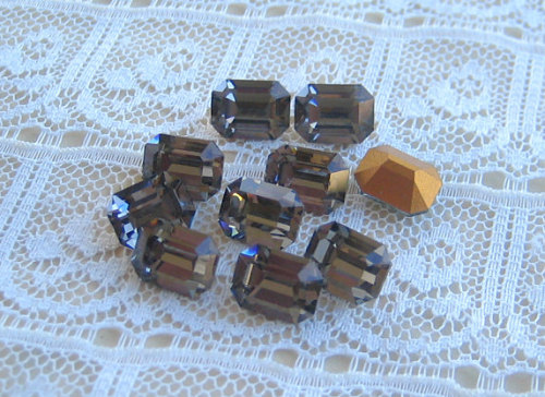 8x6 Glass Swarovski Black Diamond Octagon Rhinestones Qty 10