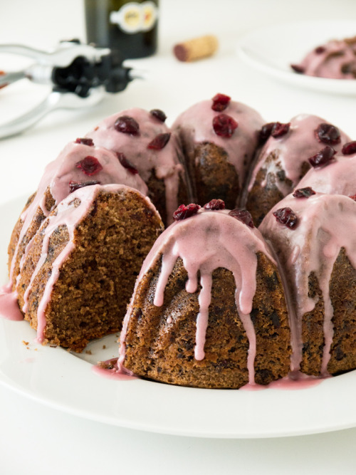 sweetoothgirl:  Glazed Cranberry Chocolate Red Wine Cake 
