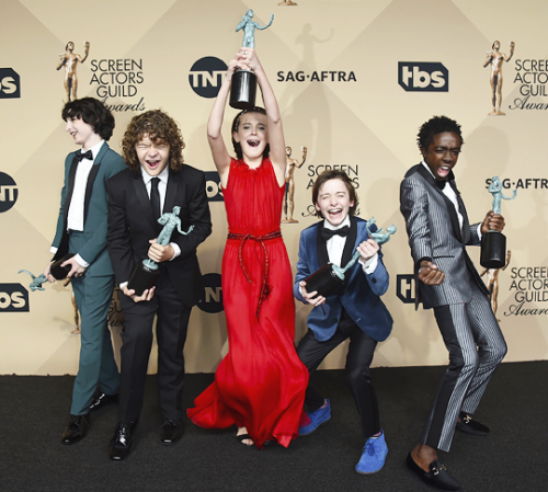 awardseason:  Cast of ‘Stranger Things’, winners of the Outstanding Ensemble in a Drama Series award