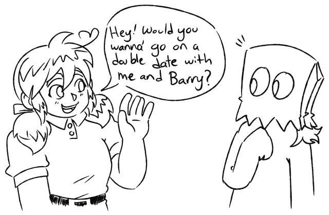 a misunderstanding was had. made a lil self insert comic with me and @butchercore !! to think.. i would willingly draw myself...