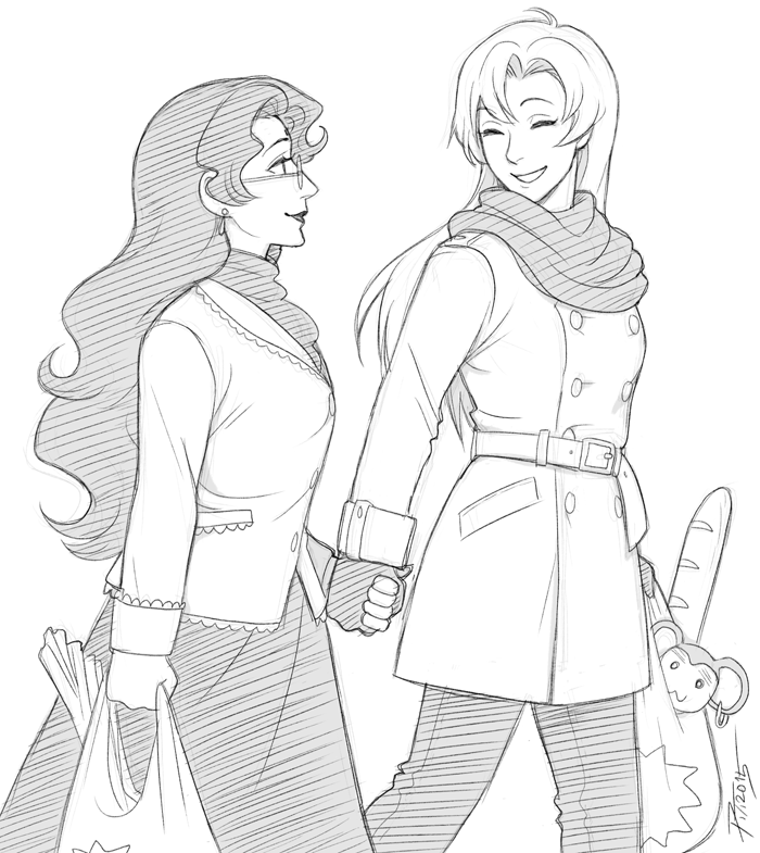 tubbsen:  Sketch requests 1/10: Utena and Anthy being couple-y and happy for kakumei-no-tomoshibi !