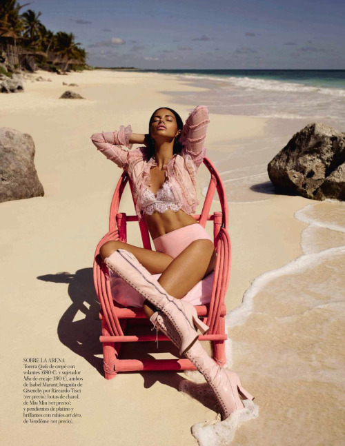 fashion-boots:  Adriana Lima in “Alerta Rosa” - Pink Alert for Vogue Spain, May 2014&nbs