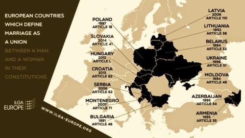 mapsontheweb: European countries which define marriage as an union between a man and a woman in thei