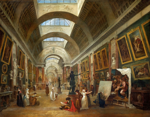 Hubert Robert: View of the Grand Gallery of the Louvre, 1796.The picture on the top right is The Rap