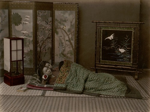 &ldquo;Girls in Bedroom&rdquo;Studio Shin-e-Do (Kobe,Japan).Photography.19th century.Kimbei Kusakabe