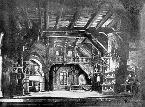 Models for the original settings of the first and second scenes of Coppélia, 1870