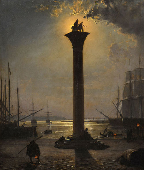 loumargi:Piazzetta San Marco by Moonlight (no date) by Friedrich Paul Nerly.