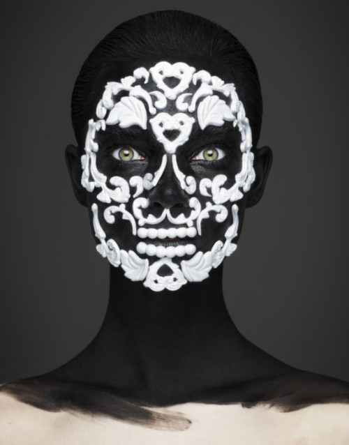 allaroundme:  For Epitaph, British photographer Rankin teams up with Beaty Editor Andrew Gallimore to create spellbinding death masks inspired by the Mexican Day of the Dead and Roman Catholic All Souls Day. (Via)