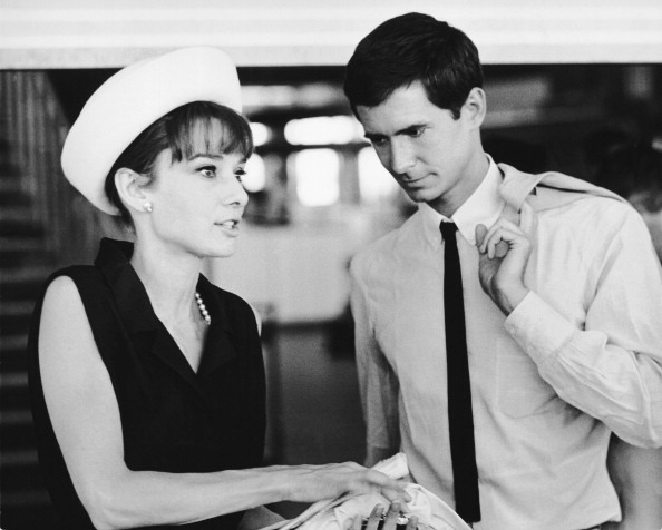 rareaudreyhepburn:  Audrey Hepburn, Anthony Perkins, and Italian film producer Dino