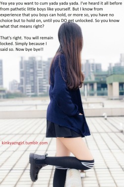 kinkyazngirl:  Fact is, you really don’t have any say in the situation, so your opinion is irrelevant. More of my original posts here:https://kinkyazngirl.tumblr.com/tagged/OriginalCaption