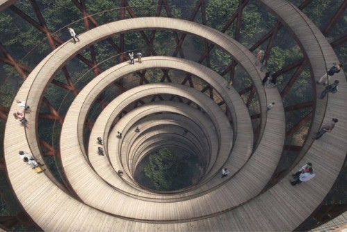 thedesigndome: Spiraling Walkway Amidst The Danish Forest Gives You A Stunning Aerial View Copenhage