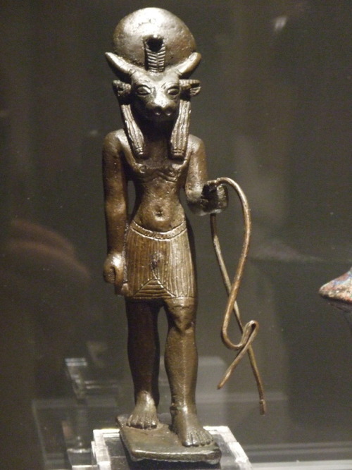 Statuette of the bull-headed god Mnevis (bronze). Late Period, ca. 664-332 BC. Now in the Ashmolean 