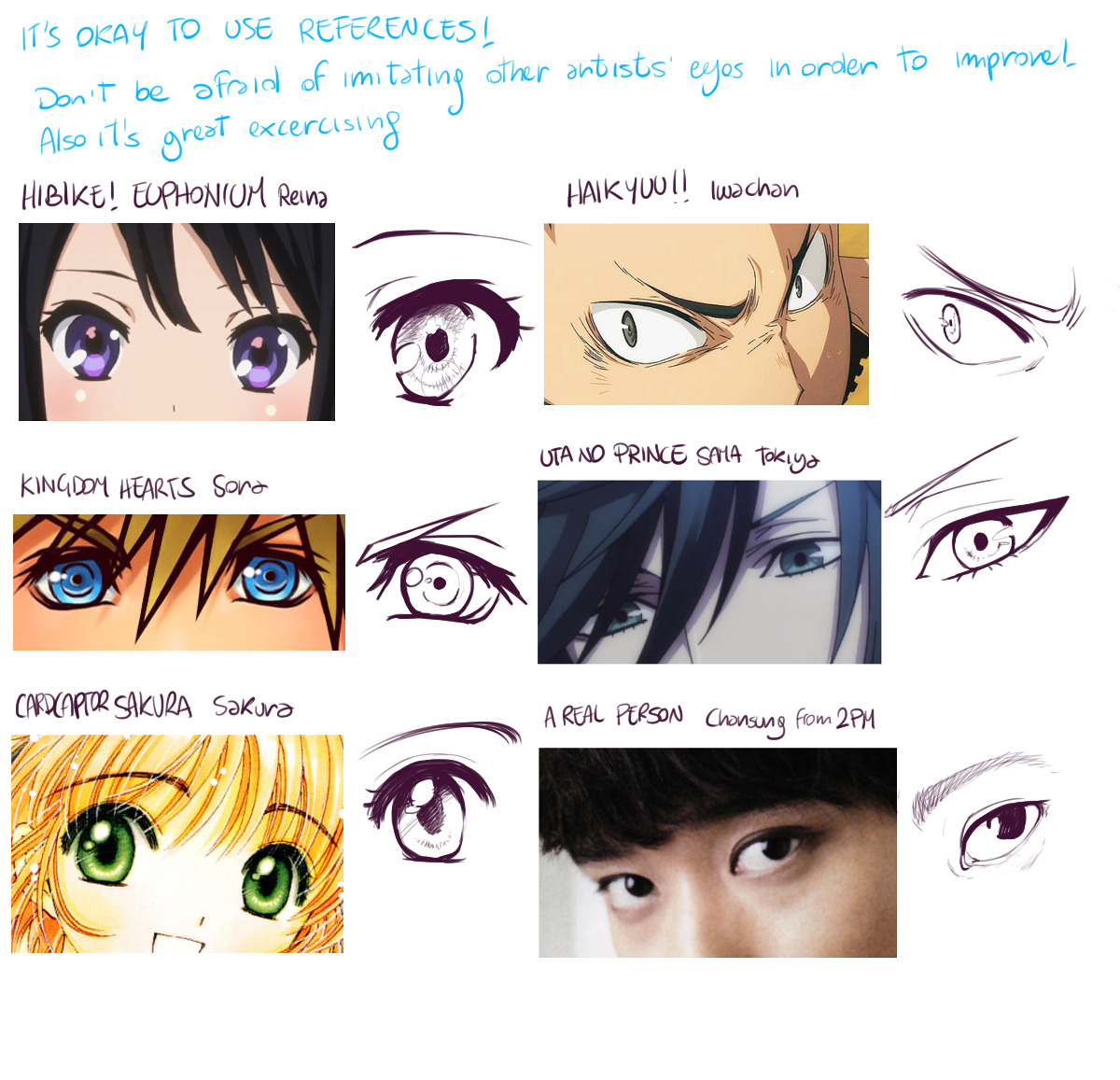 Anime Eyes Reference Sheet, Other by Evangeline OFFICIAL - Foundmyself