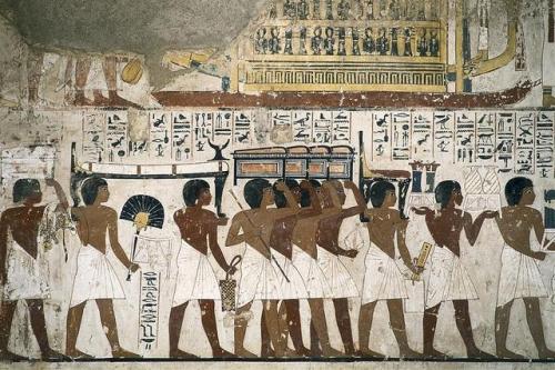 egypt-museum:Funeral Procession of RamoseMural scene from a funeral procession of Ramose, detail of 
