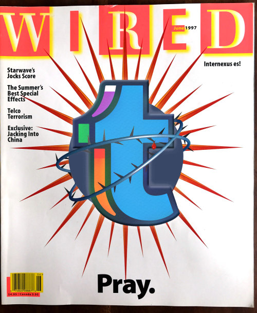 A photoshopped remake of the famous 1997 Wired “Pray.” cover except with the Tumblr logo in place of the Apple logo.