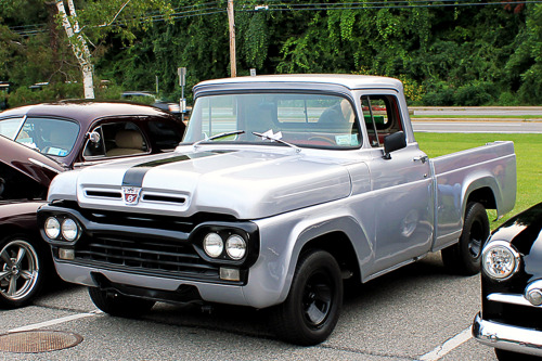 motoriginal:  Saturday Night Continued: Some great trucks at the Hawthorne Car Show, Chevies, Fords, & that sweet little green Studebaker!