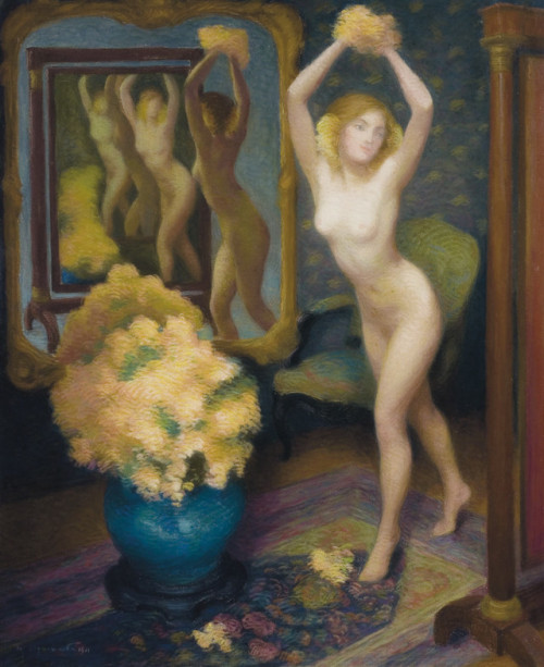 pintoras:Marie Bracquemond (French, 1840 - 1916): Nude in an interior (via Christie’s)