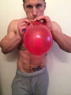 My friend Hammer blowing a balloon. 