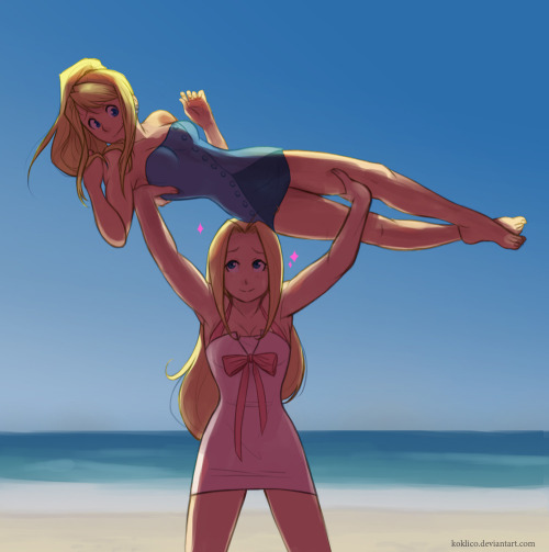 holioc: FMA Fashion Week 20161950s + A day at the beach Winry and Catherine in Dior swimsuits, inspi