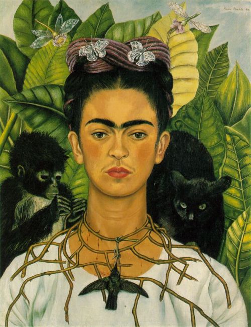 artchival:  Frida Kahlo, Self-portrait with Thorn Necklace and Hummingbird, 1940 oil on canvas Nickolas Muray Collection, Harry Ransom Humanities Research Center, The University of Texas at Austin 