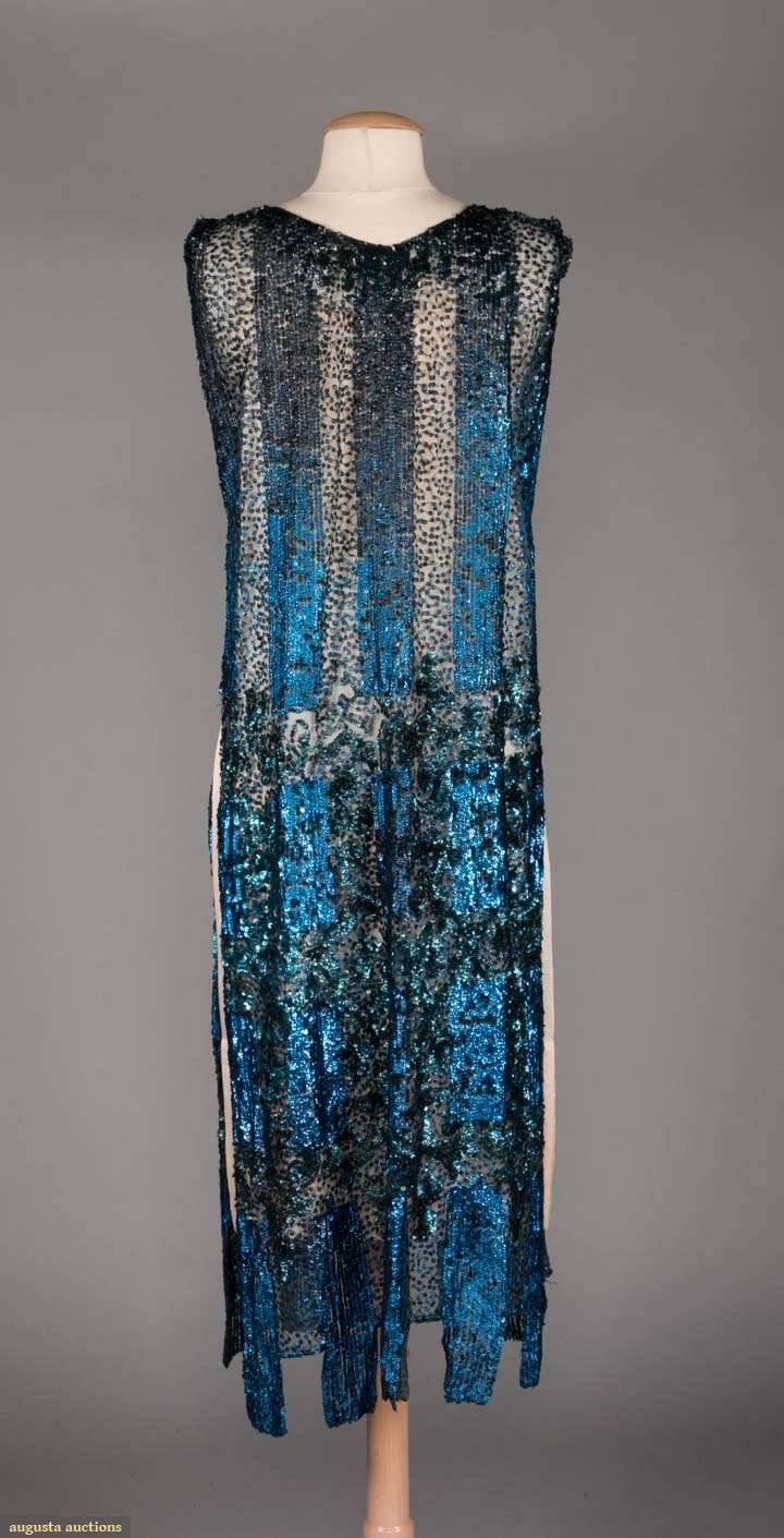 Historical Dress - COBALT AND PEACOCK BLUE SEQUINED TABARD, 1920s...