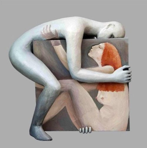 o-w-e-n-a:Tamara Kvesitadze Me and You , 2013 Fibreglass Colored, Oil On Wood © 