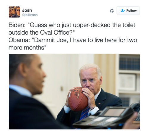 refinery29:  Excuse me but you’re going to have to check out these memes of Joe Biden plotting booby traps in the White House before Trump takes officeEnough said.