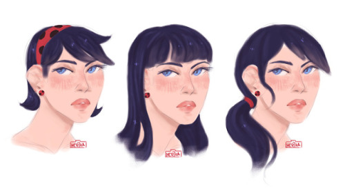 I drew Marinette with different hairstyles… Which one is your favourite? (ﾉ≧∀≦)ﾉ
