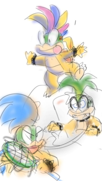 awesomesus: tumblr’s kinda new to me but I’ll give it a try. Here’s a bunch of koopaling (ahem- I me