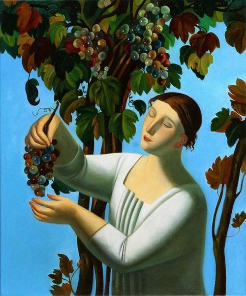 woman with grapes, by Afifa Aleiby