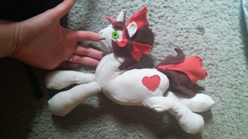 skuttz:  So, Skuttz laying down is about 95% done, she needs more cutie mark detail sewn in, but she is basically a finished project at this point.  I looove her.  Then there is a Babycakes and a Skuttz set of hearth warming dolls i couldnt finish because