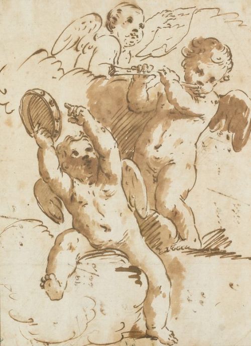 Bolognese School, 17 c., Study of Three Putti 