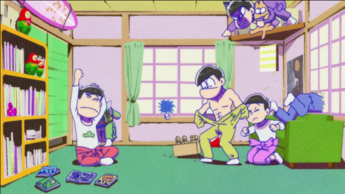ichimatsusan: In response to an immediate threat, Choromatsu shields himself, Karamatsu flees the si