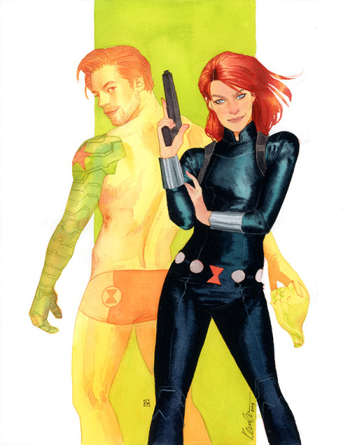 kevinwada:Agent Romanoff and Agent Barnes (in a Kris Anka speedo)Commission, 2017Yes, good.