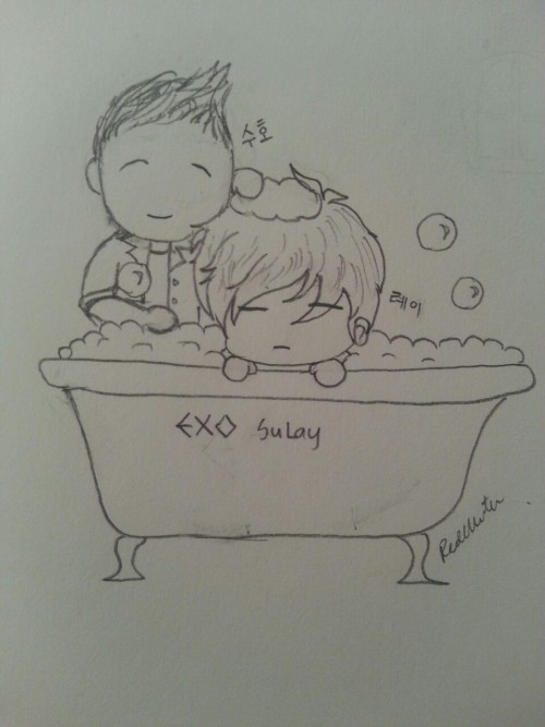 ChibiSuho Giving ChibiYixing A Bath.
